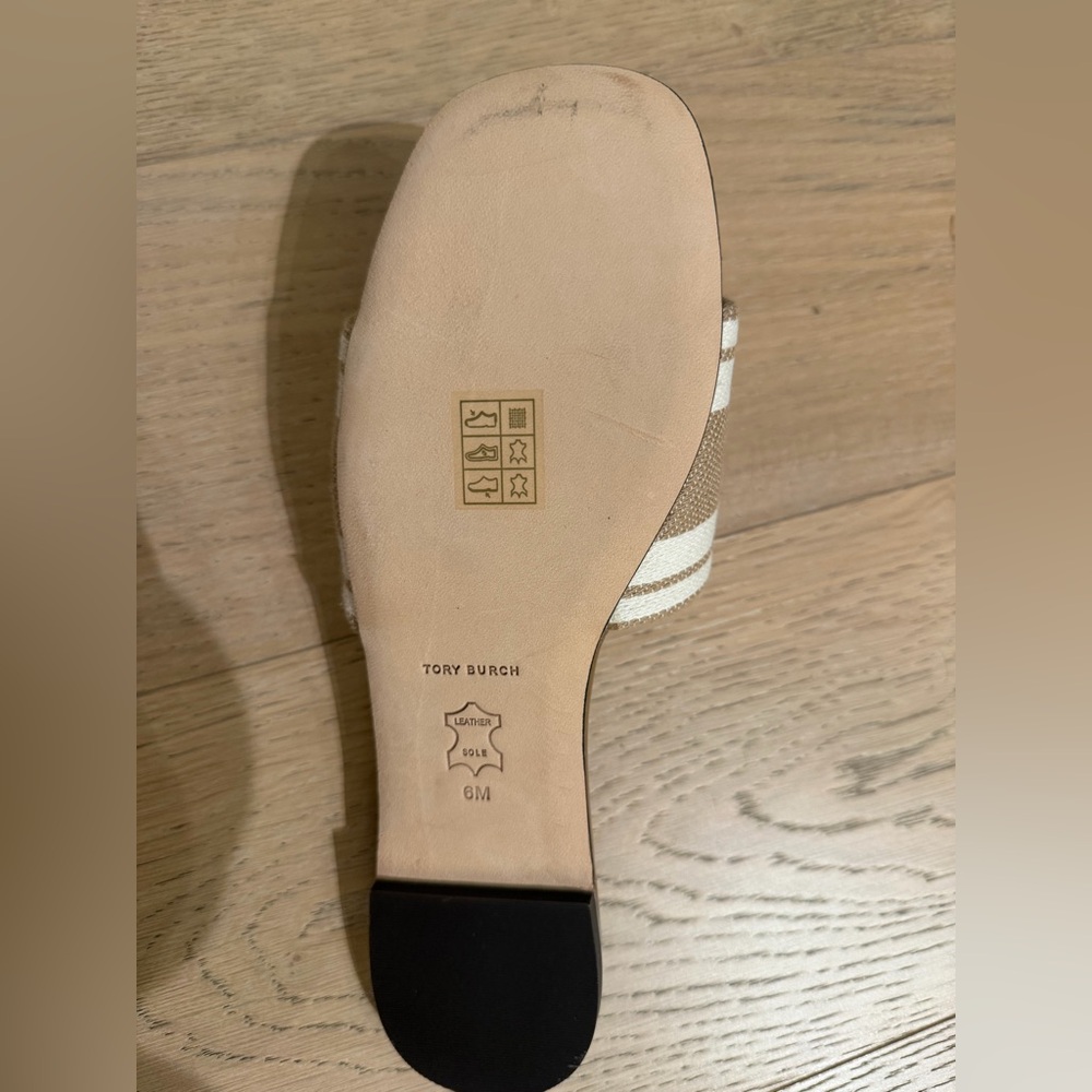 Tory Burch Double T Jacquard Slide, cammello/ash white, size 6 - Picture 5 of 5